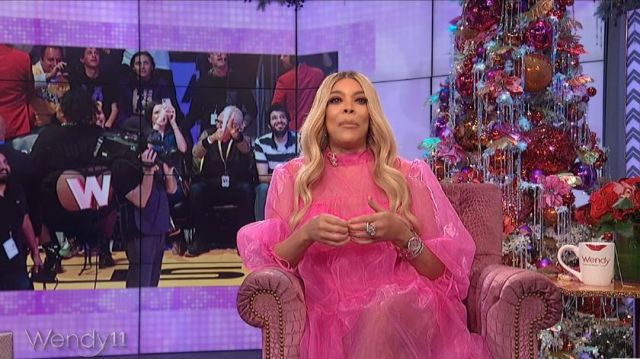Reclaimed Vintage Pink Mi­di Smock Dress worn by  Wendy Williams on The Wendy Williams Show December 10, 2019