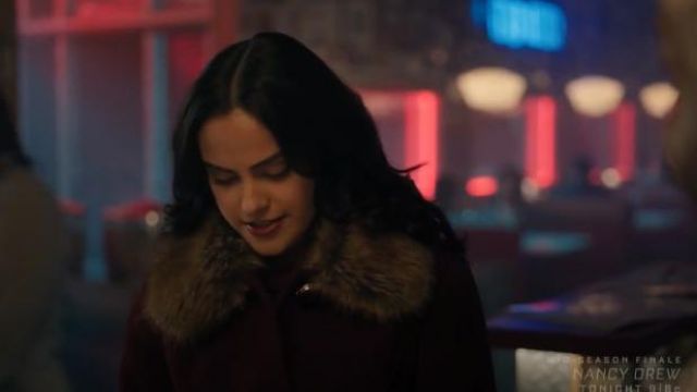 Kate spade new york faux fur collar wool blend flounce coat in Midnight  Wine worn by Veronica Lodge (Camila Mendes) in Riverdale Season 4 Episode 9  | Spotern