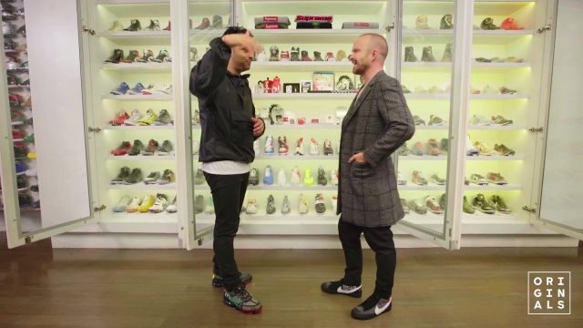 Les sneakers Nike Blazer Mid Off-White Grim Reaper de Aaron Paul dans la vidéo YouTube Aaron Paul Goes Sneaker Shopping With Complex