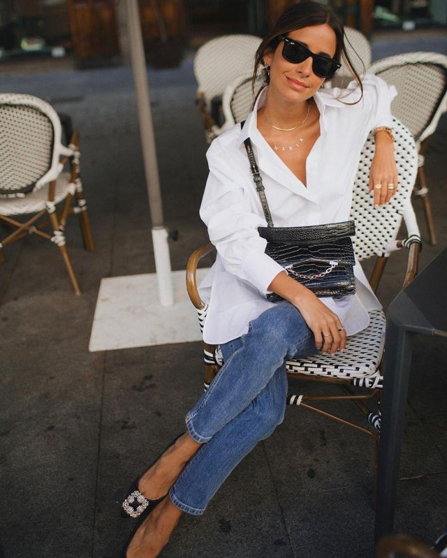 Carl Lagerfeld White Long Sleeve Shirt of María Fernández-Rubíes on the Instagram account @mariafrubies