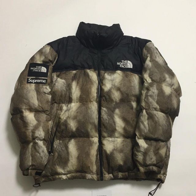 Supreme The North Face Fur Print Nuptse Brown on the account Instagram of @dukesarchive