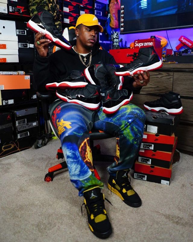 Sneakers Nike Air Jordan 11 Retro Bred worn by Bull 1 TRC on his account Instagram @bull1trc