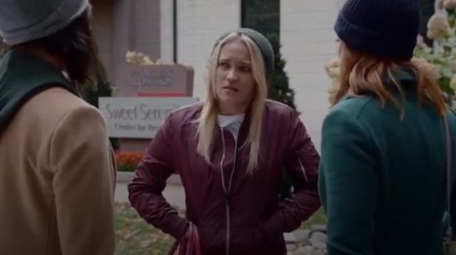 Alpha Industries Maroon L-2B Scount Jacket worn by Roxy Doyle (Emily Osment) in Almost Family Season 1 Episode 8