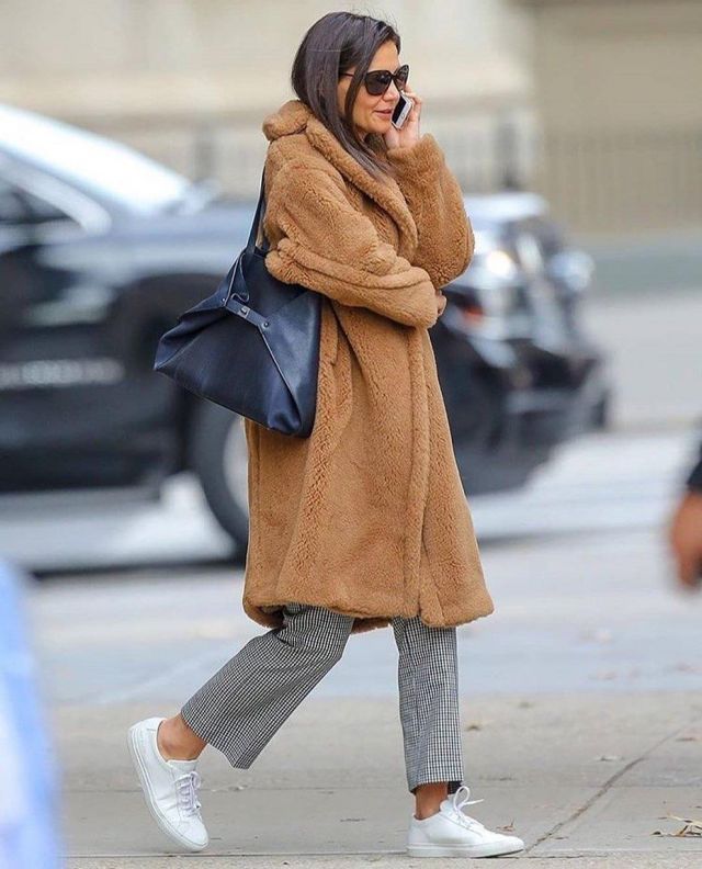 Akris Ai Medium Leather Shoulder Bag worn by Katie Holmes New York City December 14, 2019