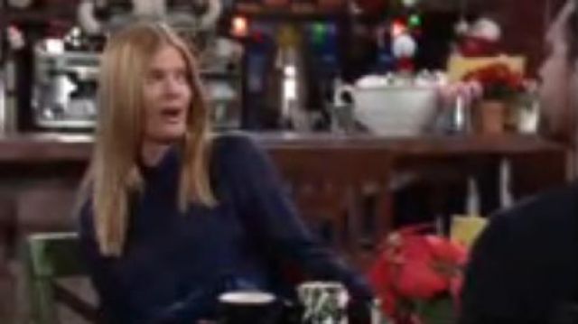 Cami Nyc Blue Jacquard Blouse worn by Phyllis Summers (Michelle Stafford) as seen on The Young and the Restless December 13, 2019