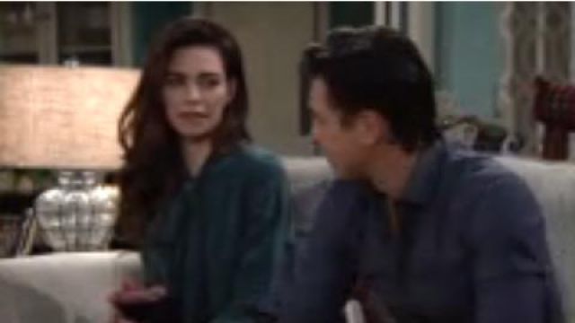 Equipment Green Blouse worn by Victoria Newman (Amelia Heinle) as seen on The Young and the Restless December 13, 2019