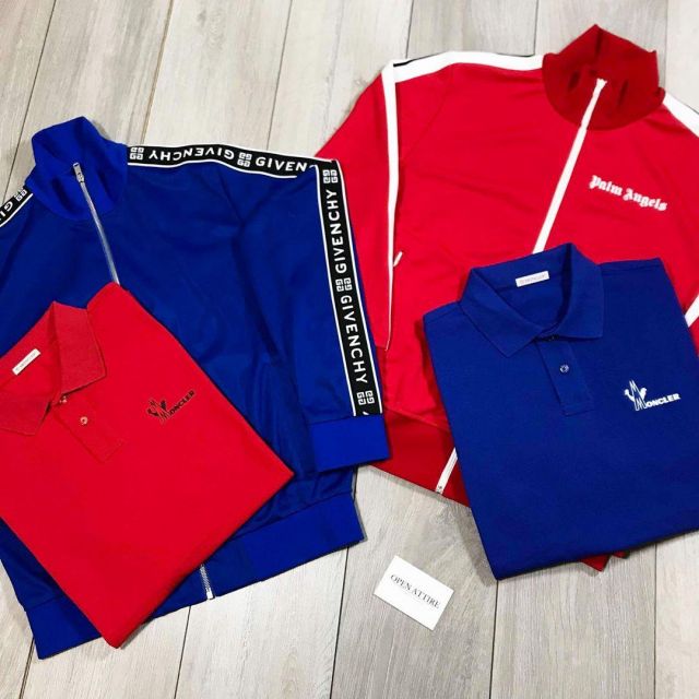 Moncler Red Polo Shirt on the account Instagram of @open_attireuk | Spotern