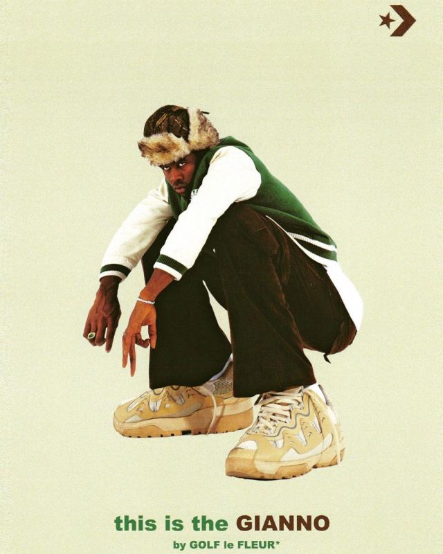La veste verte et blanche type collège portée par Tyler, The Creator sur le compte Instagram de @feliciathegoat
