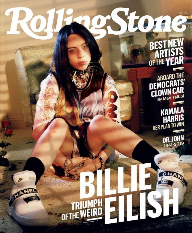 The pair of sneakers Nike custom Chanel worn by Billie Eilish is on the cover of RollingStone magazine