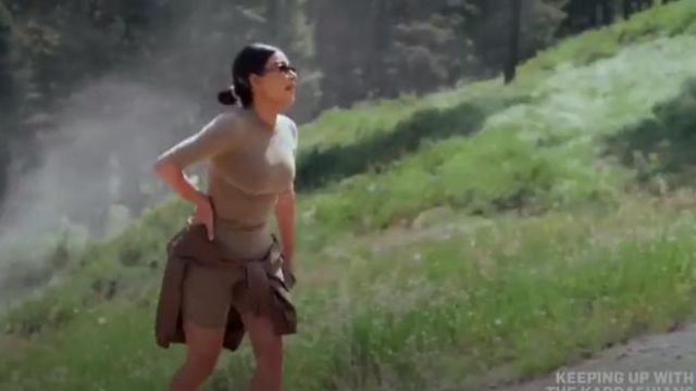 Yeezy Tan Temporada 6 Pantalones cortos de bicicleta usados por Kim Kardashian en Keeping Up With the Kardashians Temporada 17 Episodio 12