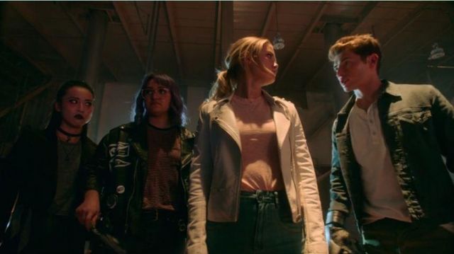 White Lace Up Leather Jacket worn by Karolina Dean (Virginia Gardner) in Marvel's Runaways Season 3 Episode 4
