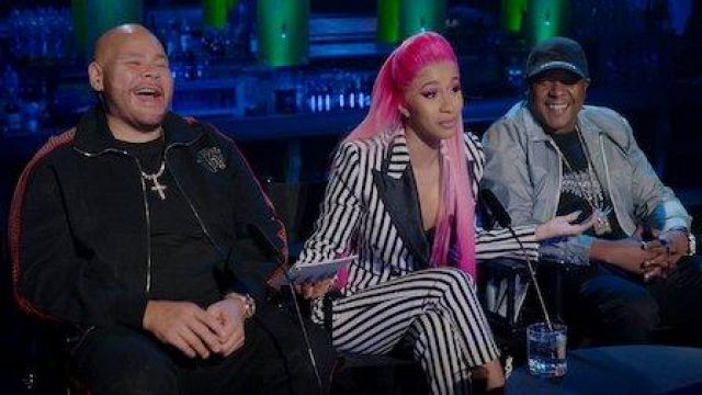 Pantalones a rayas blancas y negras de herself - Judge unknown episodes (Cardi B) en Rhythm + Flow (S01E01)
