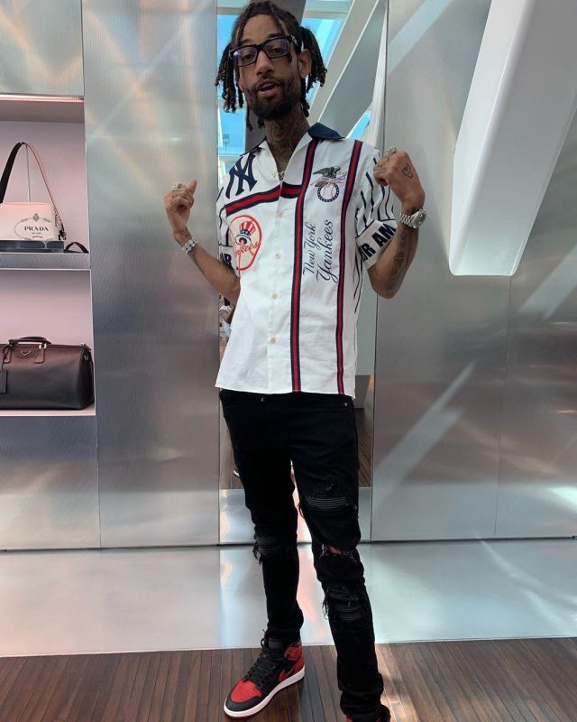 Air Jordan 1 High Retro Bred "Banned" de PnB Rock sur le compte Instagram de @pnbrock