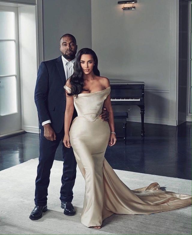 Suit pants navy blue Kanye West account on the Instagram of @kimkardashian