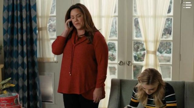 Red Cowl­neck Sweater worn by Katie Otto (Katy Mixon) in American Housewife Season 4 Episode 10