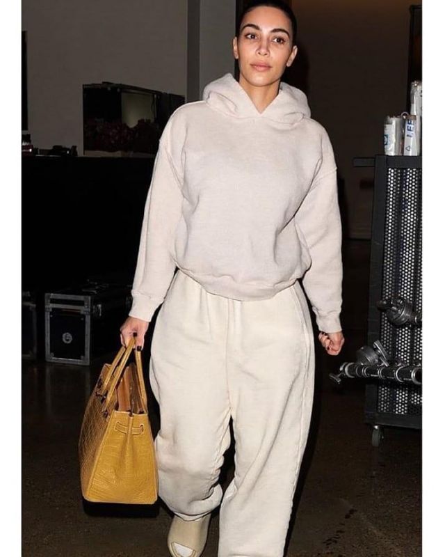 kim kardashian white yeezys