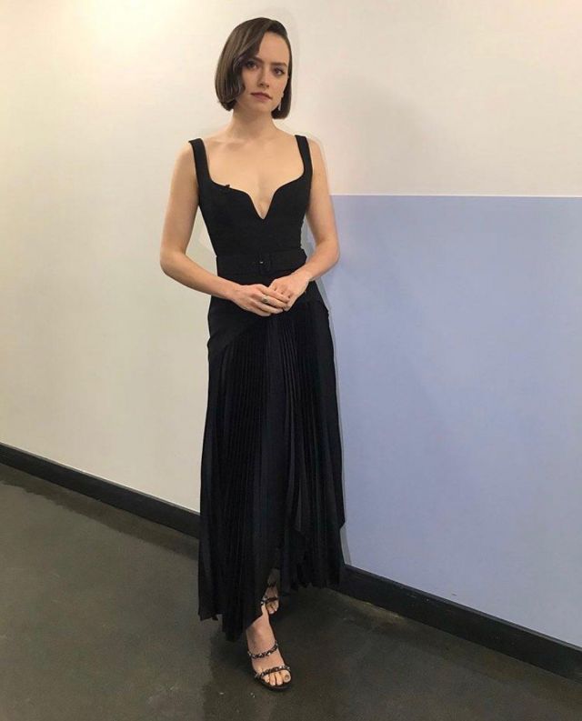 Solace London Junee Midaxi Dress worn by Daisy Ridley The Graham Norton Show December 20, 2019