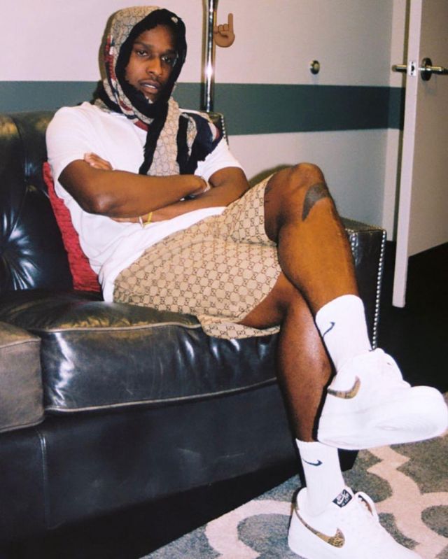 The short Gucci monogram worn by A$AP Rocky on the account Instagram of @vlonevogue