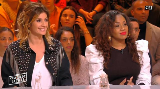 Le top noir et blanc de Ludivine Rétory dans C'est que de la télé !