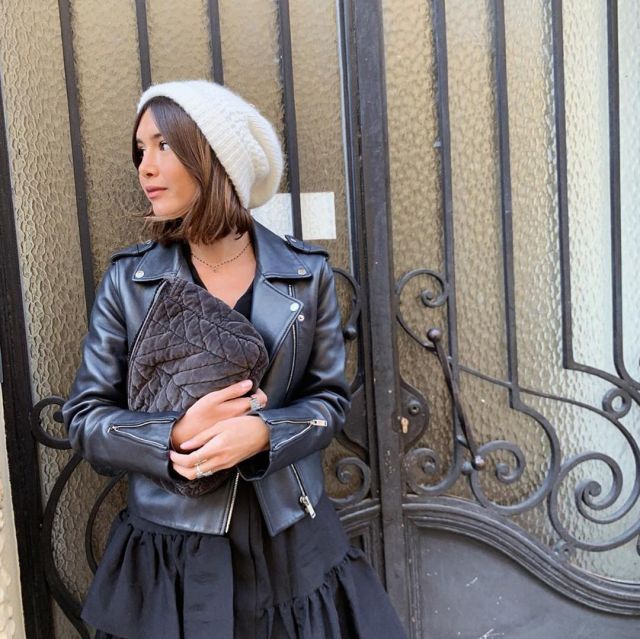 The biker jacket black worn by Lison on the account Instagram of @lisonseb