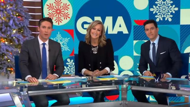 Zara Tweed Popeline Veste portée par Lara Spencer sur Good Morning America le 23 décembre 2019