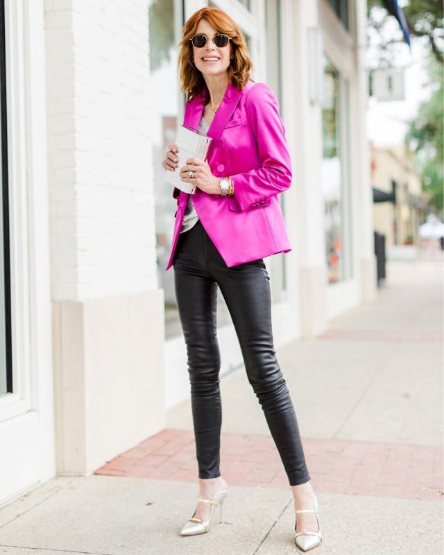 Leather Pants of Cathy Williamson on the Instagram account @themiddlepageblog