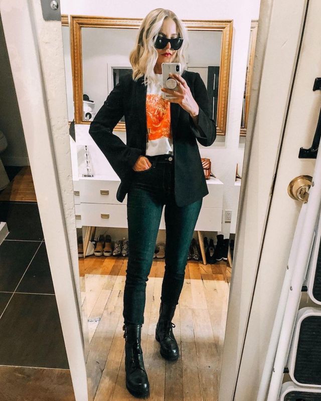 Black Boots of Erin Busbee on the Instagram account @busbeestyle