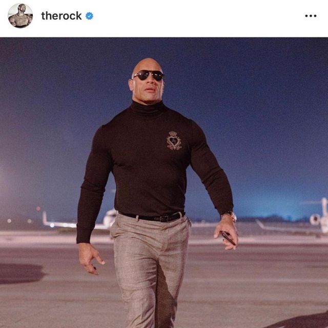 the rock with the turtleneck