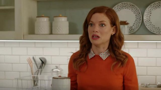 Maxmara Week­end Fish Print Silk But­ton Down Blouse worn by (Zoey Clarke) Jane Levy in Zoey's Extraordinary Playlist Season 1 Episode 1 