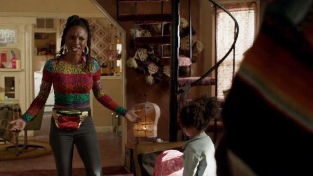 Rainbow Snakeprint Long Sleeve Top worn by Veronica Fisher (Shanola Hampton) in Shameless Season 10 Episode 8
