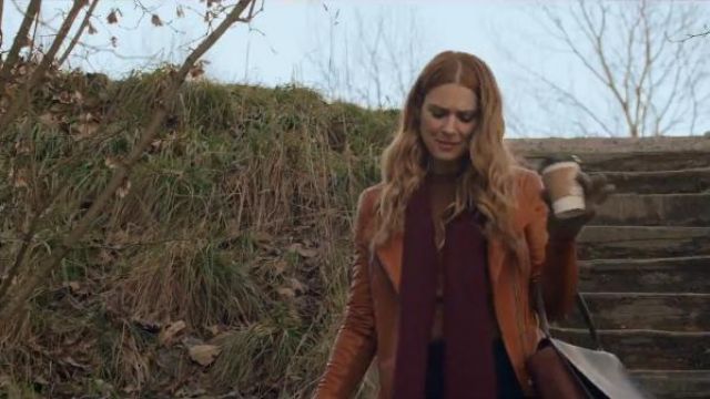 Leather Brown Jack­et worn by Melinda Monroe (Alexandra Breckenridge) in Virgin River TV series outfits (Season 1 Episode 1)