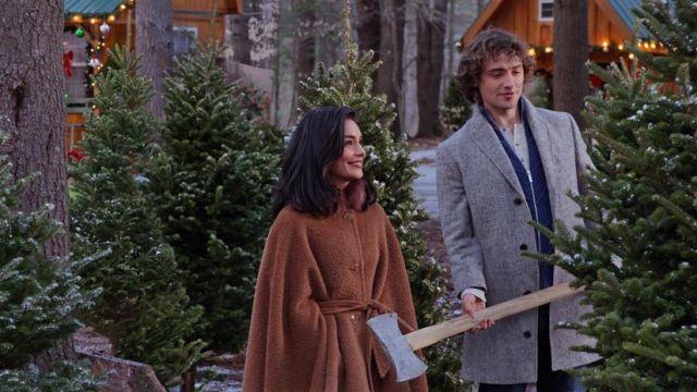 Brown Poncho Coat of Brooke (Vanessa Hudgens) in The Knight Before Christmas