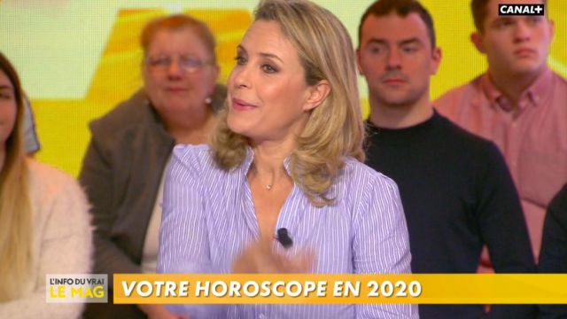 The large shirt striped collar and amount of Isabelle Moreau in The Info of the true 07.01.2020
