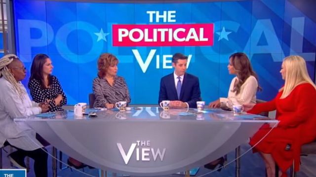 Michael kors collection Black Pol­ka Dot Mi­di Dress worn by Abby Huntsman on The View January 6, 2019