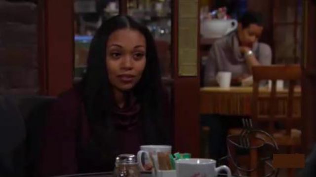 Elie tahari Aubergine Silk Blouse worn by Hilary Curtis (Mishael Morgan) as seen on The Young and the Restless January 7, 2020