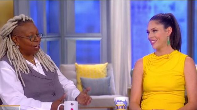 Sies Marjan Yellow Ruched Dress worn by Abby Huntsman on The View  January 7, 2020