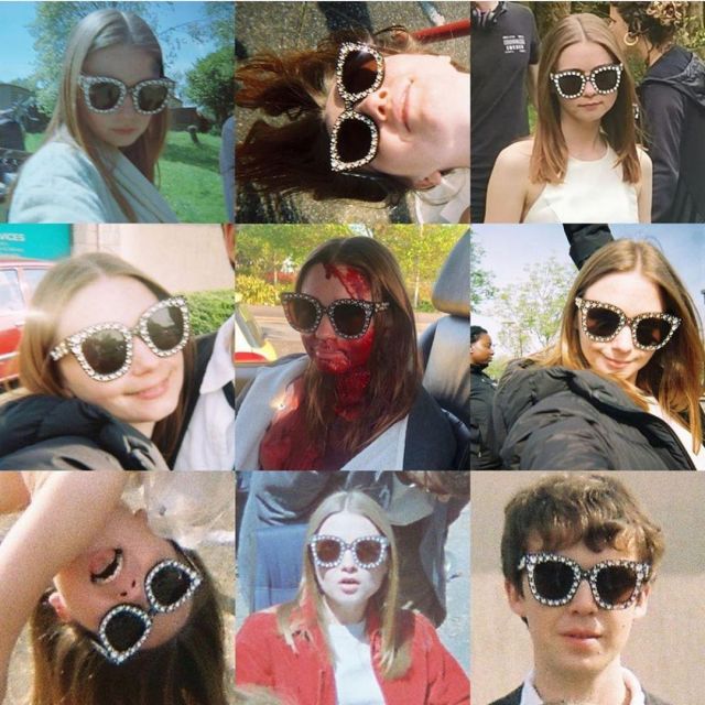 The sunglasses with rhinestones Jessica Barden on his account Instagram @jessybarden