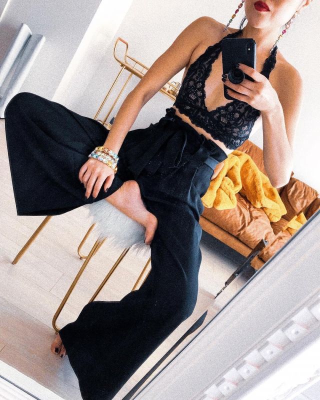 Black Leg Trousers of Nina Hu on the Instagram account @citizensrunway