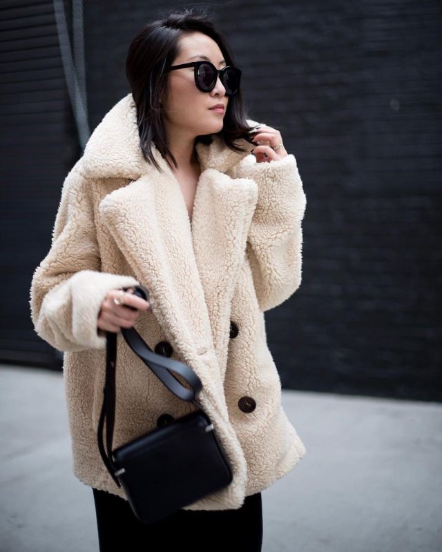 Ivory Teddy Coat of Nina Hu on the Instagram account @citizensrunway