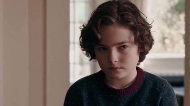Blue sweater with red collar worn by Jude (Christopher Convery) in Brahms: The Boy II