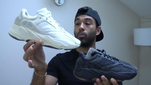 The pair of yeezy 700 Anil B-Anil Brancaleonie in the video ALL MY SNEAKERS  (Nike, Off White, Dior)