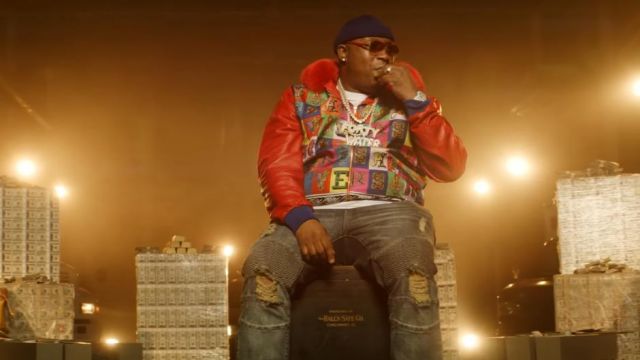 Jean's black ripped E-40 in E-40 - Chase-The-Money ft. Quavo, Roddy Ricch, A$AP Ferg, ScHoolboy Q