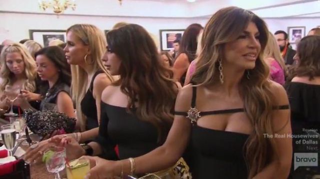 Black Embellished Strap Dress worn by  Teresa Giudice  in The Real Housewives of New Jersey Season 10 Episode 9