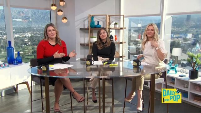 Bailey 44 Red and Black Col­or­block Dress worn by Carissa Loethen on E! News January 10, 2020