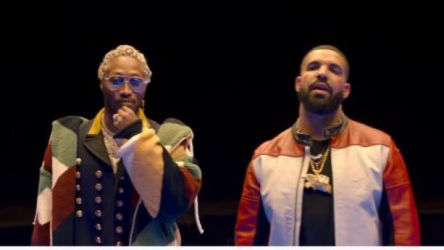 Gucci Double-Breasted Manteau Militaire Marine de l'Avenir dans la vidéo de musique de l'Avenir - la Vie Est belle (official Music Video) ft. Drake