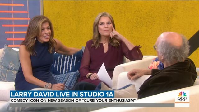 Black Halo Navy Mock Neck Jump­suit worn by Hoda Kotb on Today January 10, 2020