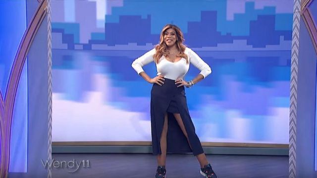 A.L.C. Navy Skirts worn by Wendy Williams on The Wendy Williams Show  January 10, 2019