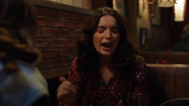 Red Floral Blouse worn by Megan in Shameless Season 10 Episode 10