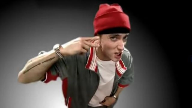 Red Bonnet of Eminem in Eminem - Without Me (Official Video) | Spotern
