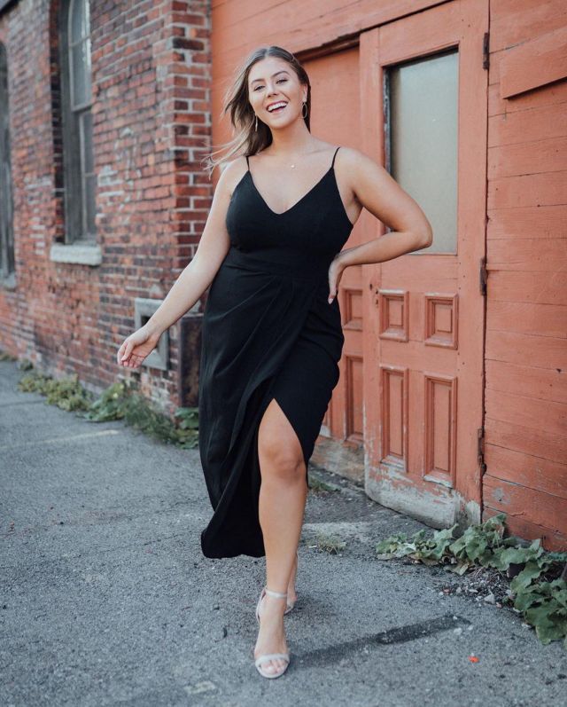 Bhldn Black Dress of Caralyn Mirand Koch on the Instagram account @caralynmirand